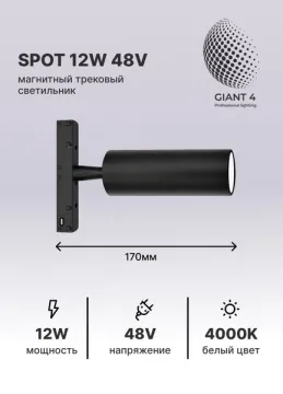 Трековый магнитный светильник Spot 48V серии ET48