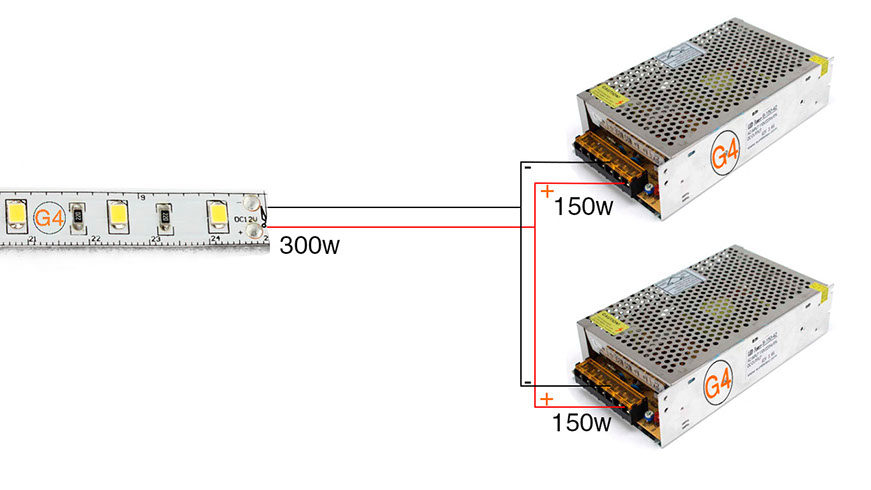 Схема подключения светодиодной ленты с несколькими блоками питания